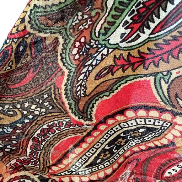 Chico’s Red Bohemian Hippie Whimsygoth Romantic Fairy Silk Paisley Blouse Size 1 - Picture 9 of 12